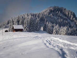 a beautiful snowy landscape in the Alps in France