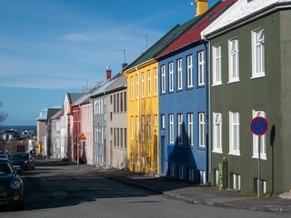 Scenic view of colorful houses in Reykjavik, Iceland