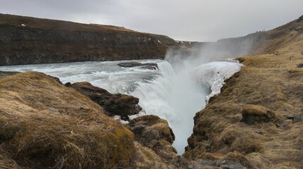 Scenic view of Gullfoss waterfall in Iceland