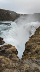 Scenic view of Gullfoss waterfall in Iceland