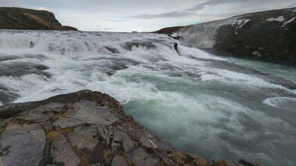 Scenic view of Gullfoss waterfall in Iceland