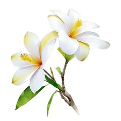Fototapeta na wymiar Frangipani watercolor flowers, generative ai