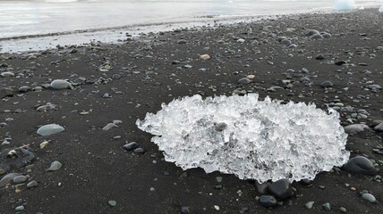 Ice chunks on the ground on Diamond beach