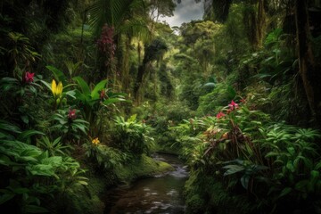 Rainforest: Lush wildlife in exotic landscape., generative IA