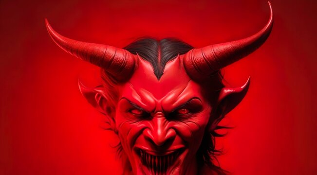 Red Devil Face, High-Definition Devil Face, Red Background