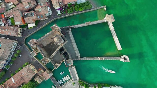 Aerial View of Scaliger Castle, City and Peninsula of Sirmione