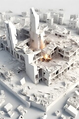 Ruins of a building in the city. 3D rendering. Generative AI