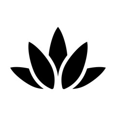 Lotus flower logo. Lotus black silhouette icon. Vector illustration isolated on white background.