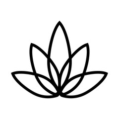 Lotus flower logo. Lotus line icon. Vector illustration isolated on white background.