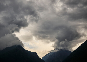 Storm clouds coming in. Italian Alps, Entracque, Cuneo, Piemonte, Italy.