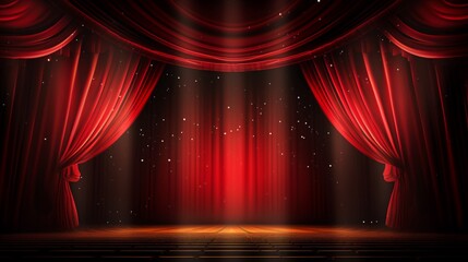 Red stage curtain with arch entrance