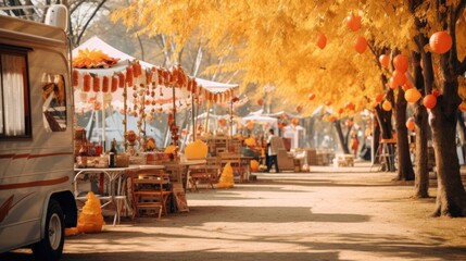 Autumn festival, fair in the park.