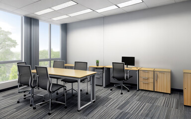 Photorealistic interior work office indoor stylish minimalist modern