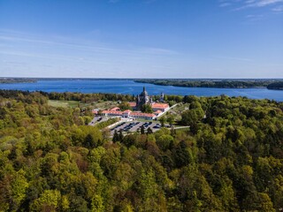 Obraz premium Aerial view of the stunning Pazaislis monastery in Kaunas, Lithuania