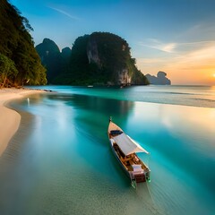 Landscape of nature scenic sea beach on small island in Krabi, Activity happy couple traveler, Travel Phuket Thailand, Tourism beautiful destination place Asia, Summer holiday outdoor vacation trip.