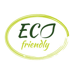 Eco friendly products sticker, label, badge and logo. Ecology icon. Logo template with leaves for organic and eco friendly products. Vector illustration