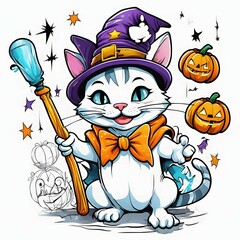 Cute Halloween Cat Sublimation Clipart