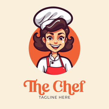 Unleash the beauty of culinary design with a mom chef logo: illustration, vector, perfect for icons, posters, flyers, and advertisements