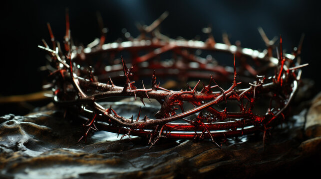 Crown of Thorns: Symbol of Sacrifice and Redemption. Generative AI