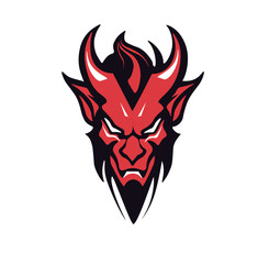 Flat vector illustration of red devil portrait