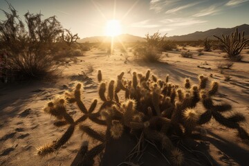Tall, solitary cacti under the desert sun., generative IA