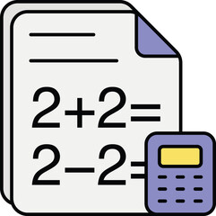 Math Calculation Color outline icons design style