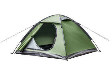 Camping green tent isolated on white background. Generative AI