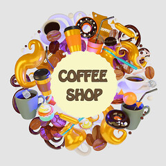 Colorful, detailed, with lots of background objects 3d image. Coffee cup. Coffee to go. Coffee Shop. 