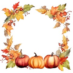 Adorable retro Autumn Frame with space for writing high quality ai generated image