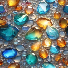 Colorful gemstones close-up for background, crystals. Seamless pattern.