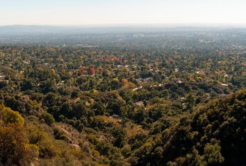 Scenic view of Los Angeles in the backdrop of Angeles forest