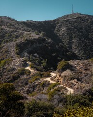 Fototapeta na wymiar Picturesque road meandering through the Angeles National Forest in Los Angeles, California