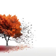 Obraz na płótnie Canvas Autumn tree and leaf with white background high quality ai generated image