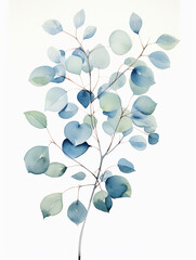 branch of lilac. Watercolor illustration of eucalyptus branch on white background