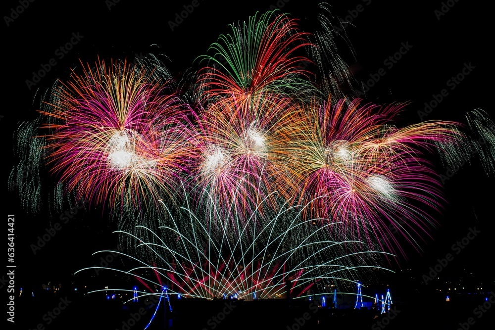 Poster traditional fireworks display during the village feast of lady of mount carmel in zurrieq, malta