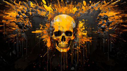 Obraz premium Human skull in grunge background. Abstract Halloween concept.