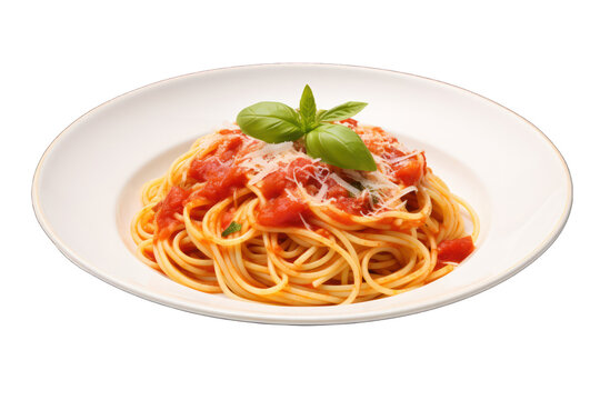 delicious appetizing classic spaghetti pasta isolated on white background. Generative AI