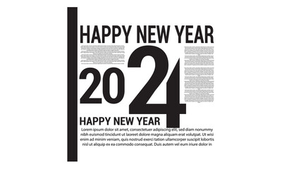 PrintSet of 2024 Happy New Year logo text design. 2024 number design template. Design typography logo 2024 for celebration and season decoration, banner. Modern design. Christmas vector illustration