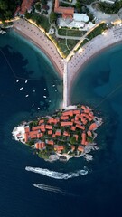 Fototapeta na wymiar Aerial view of the picturesque village of Sveti Stefan, Montenegro