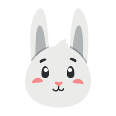 cute animal rabbit, hare icon, flat illustration for your design flat style