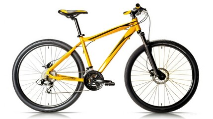 new yellow mountain bike bicycle isolated on white
