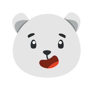 cute animal polar bear icon, flat illustration for your design flat style