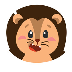 cute animal lion icon, flat illustration for your design flat style