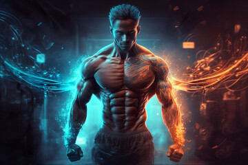 Portrait, fitness  with a sports man training in a gym for strong or healthy muscles.