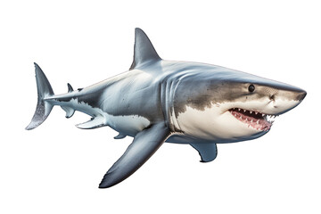 Great White Shark isolated on white background. Generative AI