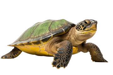 Fototapeta premium Green sea turtleisolated on white background. Generative AI