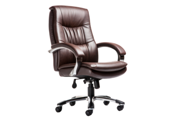 leather office chair isolated on white background. Generative AI