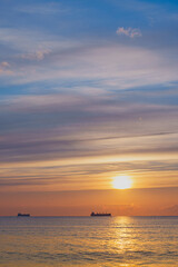 Mesmerizing view of the golden sunset over the sea