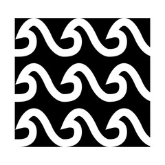 水、波を表す塗りつぶしスタイルのアイコン