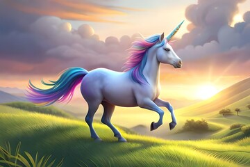 Obraz na płótnie Canvas Charming Unicorn Meadow generative ai